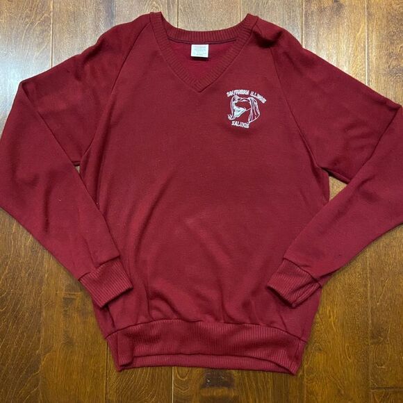 Dodger Sportswear Southern Illinois Vtg 70s 80s V-Neck Maroon Sweater Men's L - Picture 3 of 9